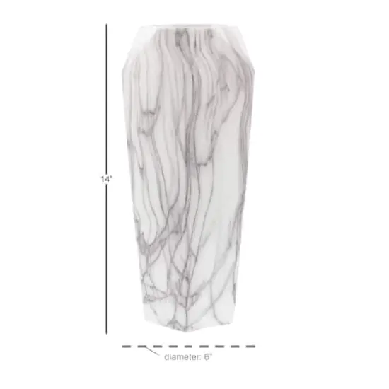 14" White Ceramic Contemporary Vase {4}