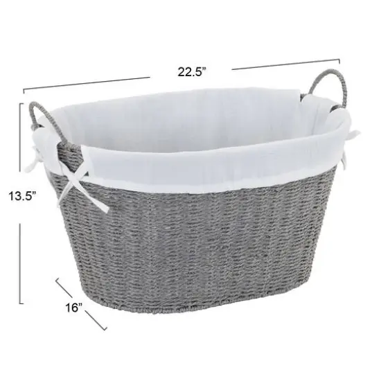 Household Essentials Gray Wicker Lined Laundry Basket {4}