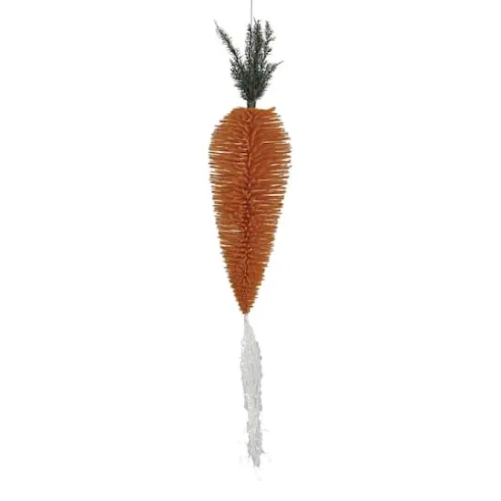 Hello Honey&reg; 39" Orange Flocked Bottle Brush Carrot Ornament {1}