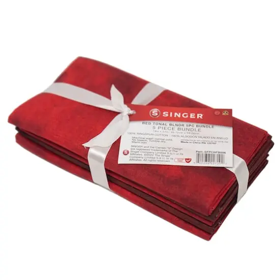 SINGER Christmas Red Tonal Blender Cotton Fabric Fat Quarter Bundle {1}