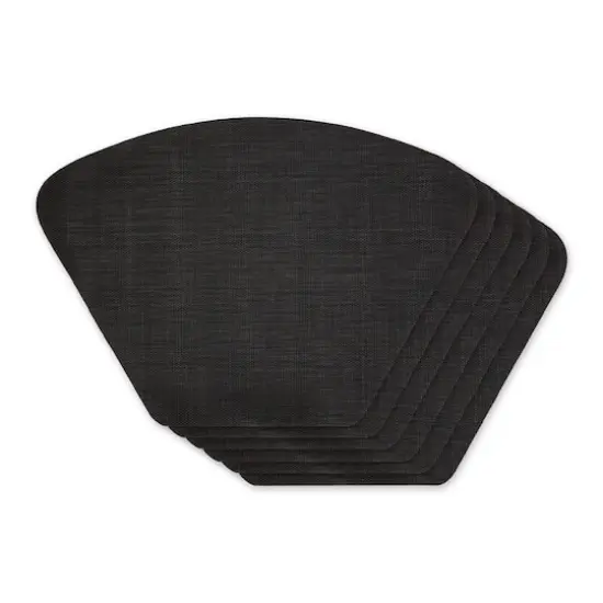DII&reg; Solid Wedge Vinyl Table Placemats, 6ct. Black {1}