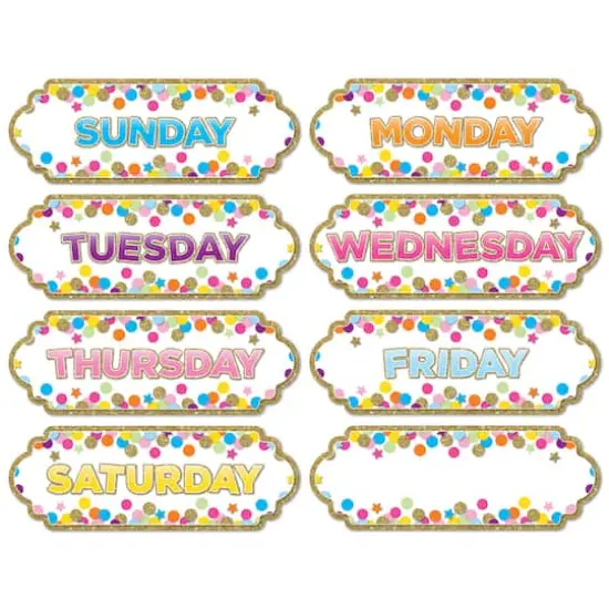 Ashley Productions Confetti Days of the Week Magnetic Die-Cut Timesavers & Labels, 6 Packs of 8 {3}