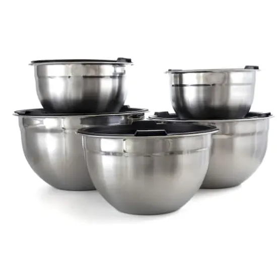 MegaChef Multipurpose Stackable Mixing Bowl Set with Lids {3}