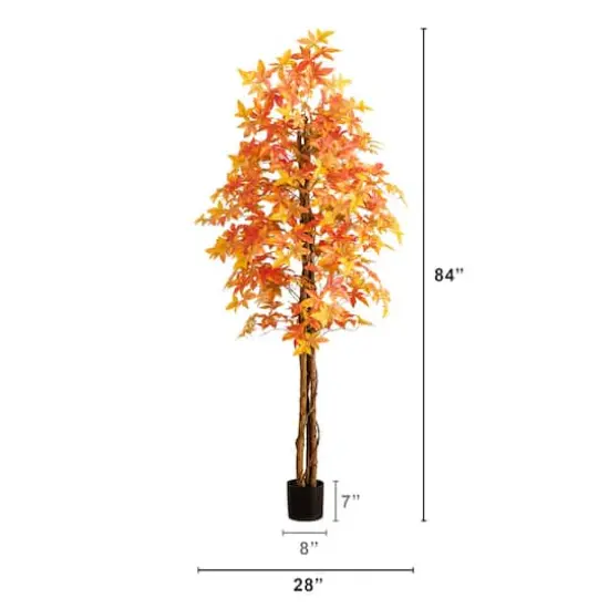 7ft. Autumn Deluxe Maple Artificial Fall Tree {3}