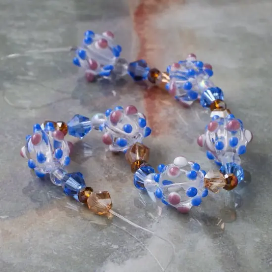 Blue Lampwork Glass Bumpy Round Beads by Bead Landing&trade; {3}