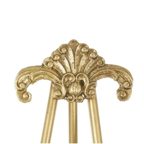 66.5" Gold Metal Foldable 2-Tier Display Easel with Scroll Finial {9}