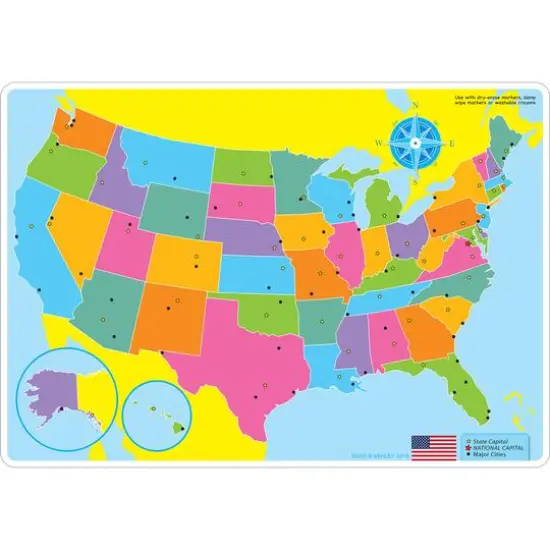 Ashley Productions Smart Poly&trade; U.S. Basic Map Learning Mats, 10ct. {3}