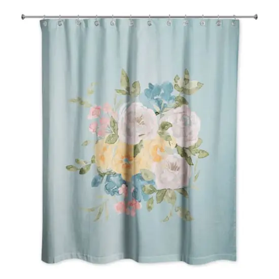 Flowers Colorful Watercolor 71" x 74" Shower Curtain {3}