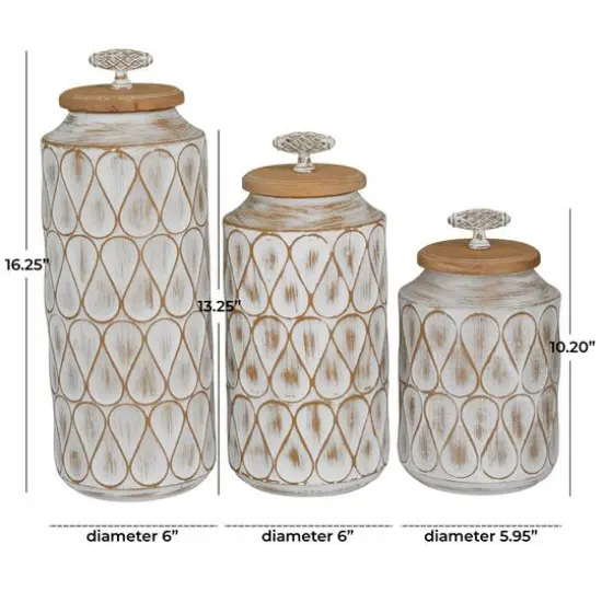 Brown Traditional Decorative Jars, Set of 3" 16", 13", 10" {7}