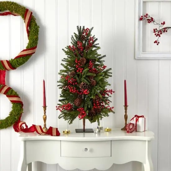 3ft. Unlit Pine & Berry Artificial Christmas Tree {3}