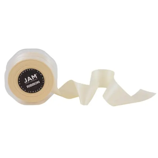 JAM Paper 1.5" x 25yd. Double Faced Satin Ribbon Ivory {5}