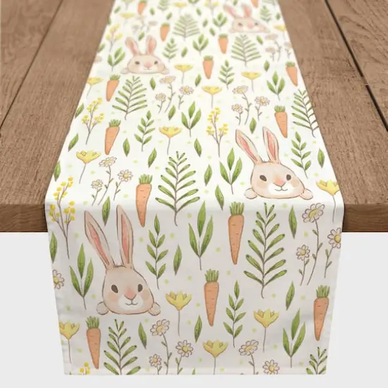 Bunny And Carrot Pattern Runner 1 16" x 72" Cotton Twill Runner {1}