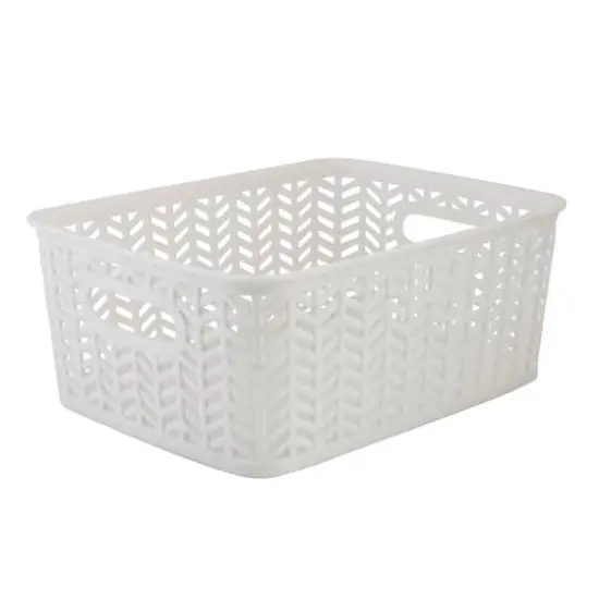 Simplify Small&nbsp;Herringbone Storage Basket, 3ct. White {11}