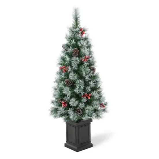 4ft. Pre-Lit Pine Artificial Christmas Porch Tree, Warm White LED Lights {7}