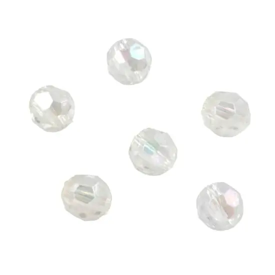 Clear Aurora Borealis Faceted Acrylic Round Craft Beads by Bead Landing&trade;, 8mm {1}