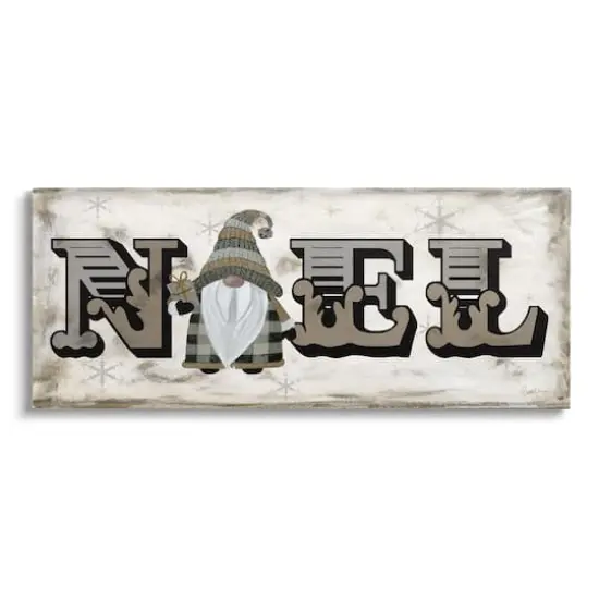 Stupell Industries Vintage Gnome Noel Phrase Canvas Wall Art {1}