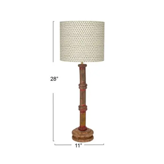 Hello Honey&reg; 28" Multicolor Reclaimed Wood Spool Table Lamp with Cotton Shade, 2ct. {4}