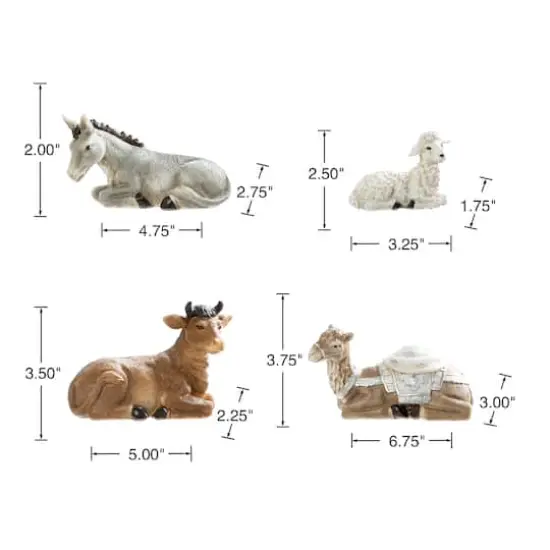 Glitzhome&reg; Ivory Resin Nativity Figurine Set {9}