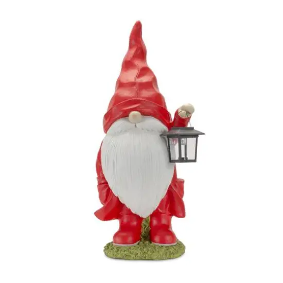 24.75" Raincoat Garden Gnome with Lantern Statue {1}