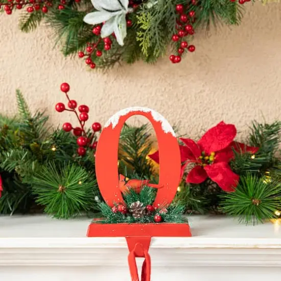 Glitzhome&reg; Christmas Metal JOY Stocking Holder Set {4}