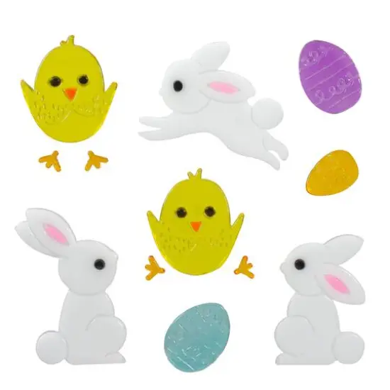 Bunnies & Chicks Easter Spring Gel Window Clings {1}