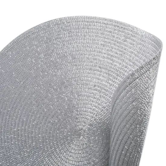 DII&reg; Round Plastic Woven Placemats, 6ct. Silver {5}