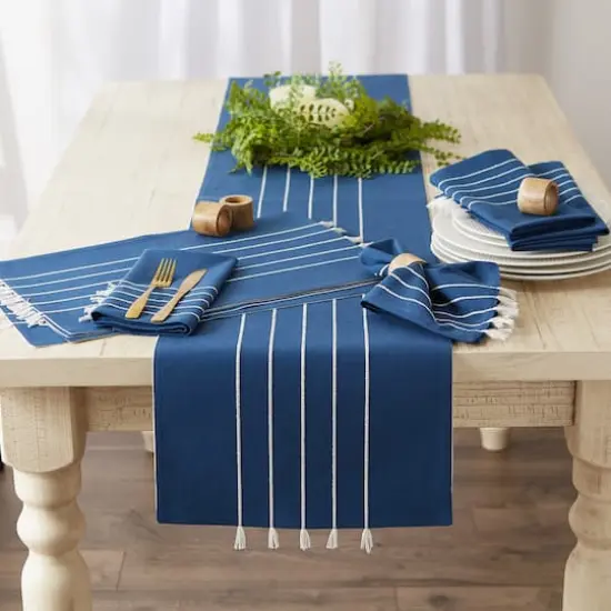 DII&reg; Stripe Tassel Placemats, 4ct. Navy/Off-White {6}