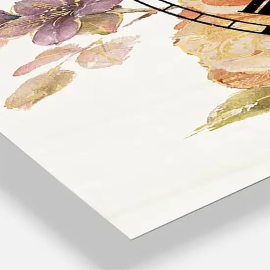 Designart 'Cottage Bird On Orange Flower Twig Farmhouse Multipanel Wall Clock {4}