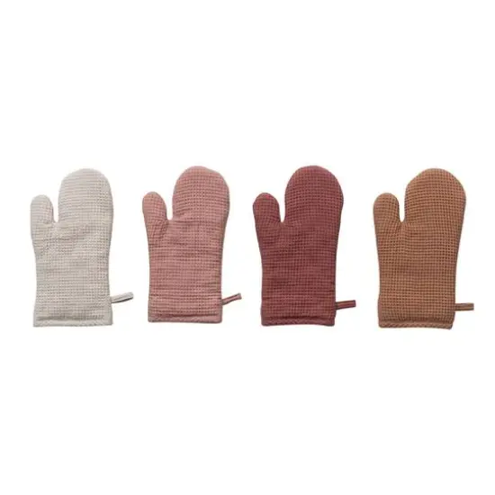 Hello Honey&reg; Woven Linen & Cotton Waffle Hot Pad Mitt Cream {7}