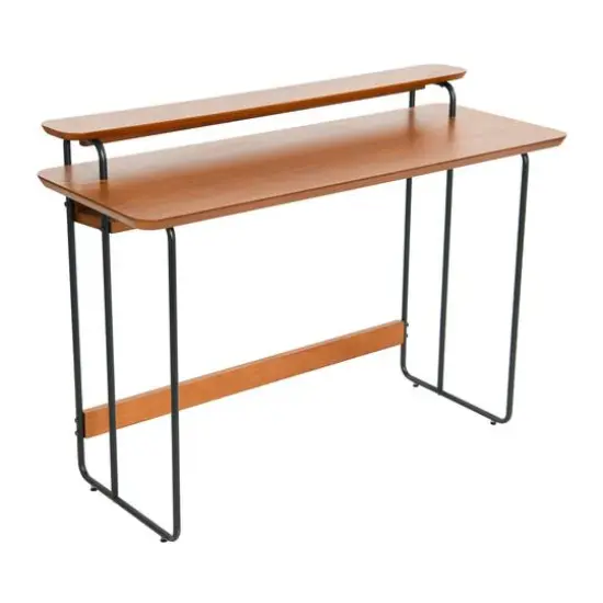 Hello Honey&reg; Pacifica Mid-Century Modern Computer Desk Black/Almond {7}