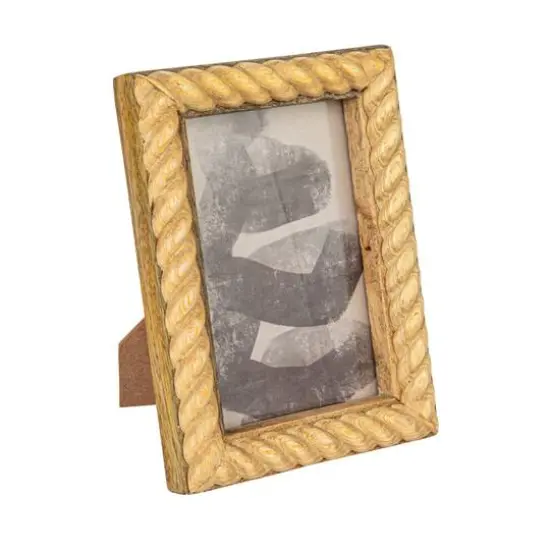 Hello Honey&reg; 4" x 6" Bleached Hand Carved Mango Wood Photo Frame {1}