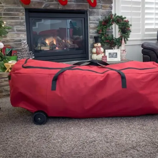 56" Red EZ Roller Christmas Tree Storage Bag with Wheels {5}