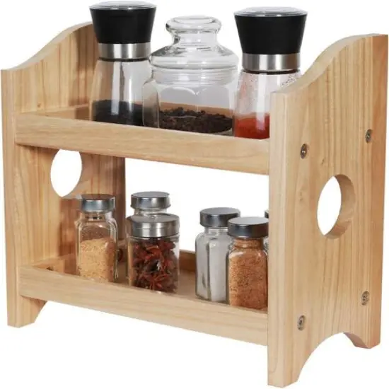 NEX&trade; 2-Tier Wood Spice Rack Countertop Organizer Light Natural Brown {1}