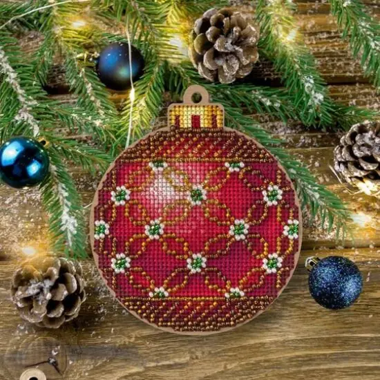 Wonderland Crafts Red & Green Ornament Cross-Stitch Kit {1}
