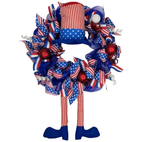 24" Patriotic Hat Wreath with Dangling Legs {1}