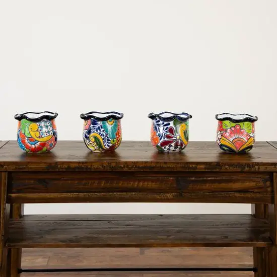 7" Handmade Mexican Talavera Ceramic Planter {11}