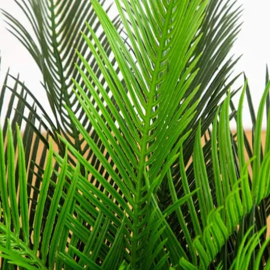 30in. UV Resistant Artificial Cycas Palm Tree in White Decorative Planter (Indoor/Outdoor) {4}