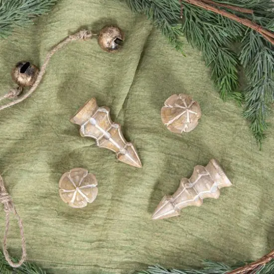 Hello Honey&reg; 4.25" White Carved Mango Wood Christmas Trees, 4ct. {4}