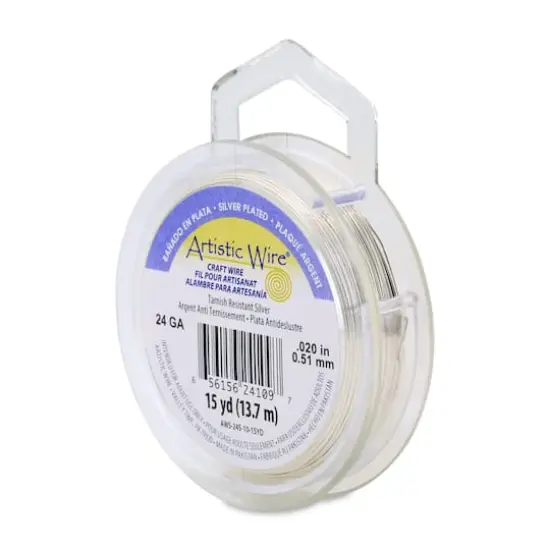 Artistic Wire&reg; 24 Gauge Silver Plated Tarnish Resistant Colored Copper Craft Wire, 15yd. {1}
