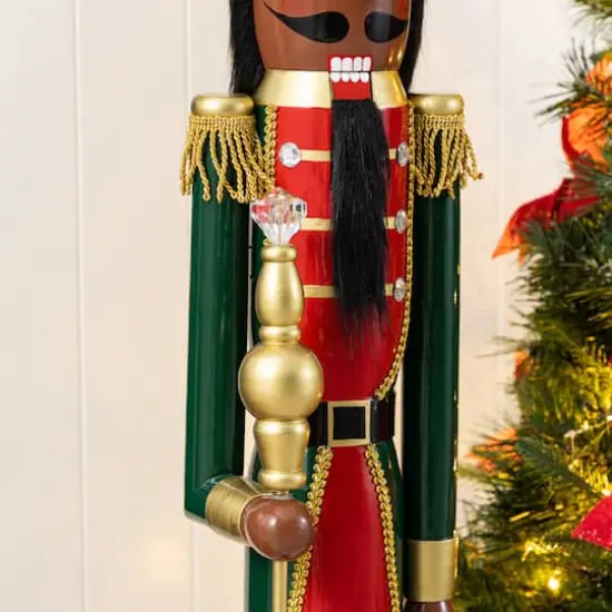 Glitzhome&reg; 42"H Wooden Christmas African American King Nutcracker {5}