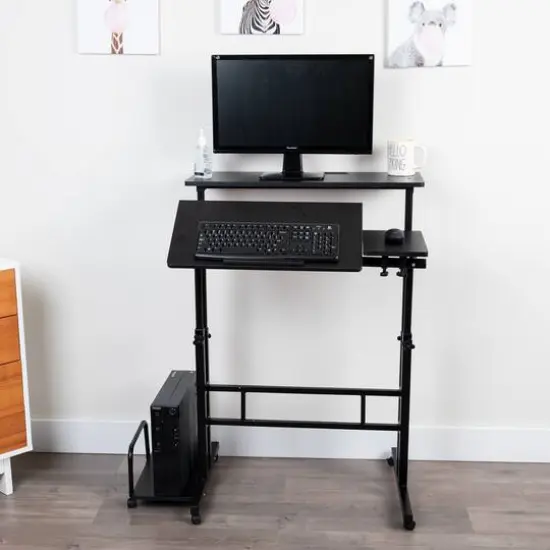 Mind Reader Black Mobile Sitting or Standing Desk {6}