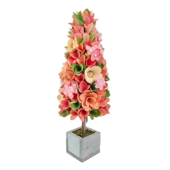 19" Pastel Colors Spring Floral Cone Tree {1}