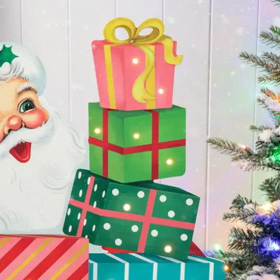 Glitzhome&reg; 36'' Wooden Santa Gifts Porch D&eacute;cor {8}