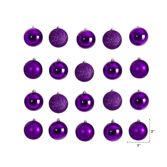 20ct. 3" Purple Shatterproof Christmas Ornaments {3}