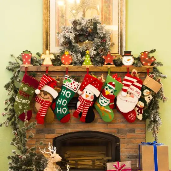 Glitzhome&reg; 7.5" Marquee LED Gift Box Stocking Holder {5}