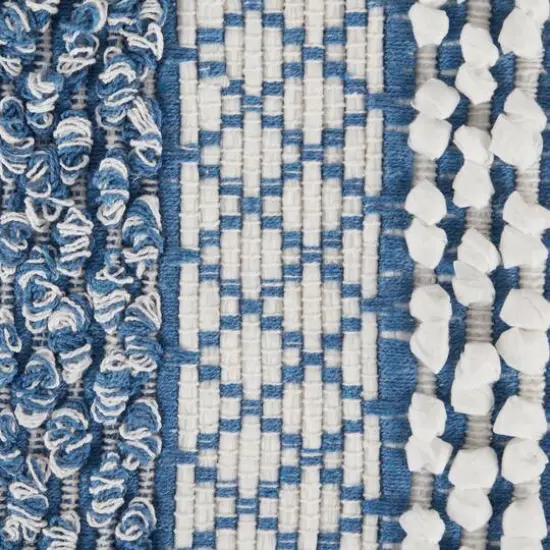 DII&reg; Stonewash Blue & White Hand-Loomed Paper Chindi Rug, 2ft. x 3ft. {4}