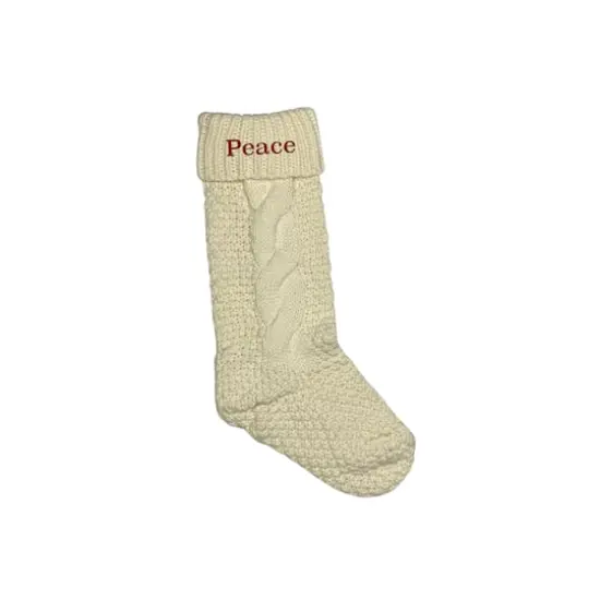 18" Peace Serif Stocking White {1}