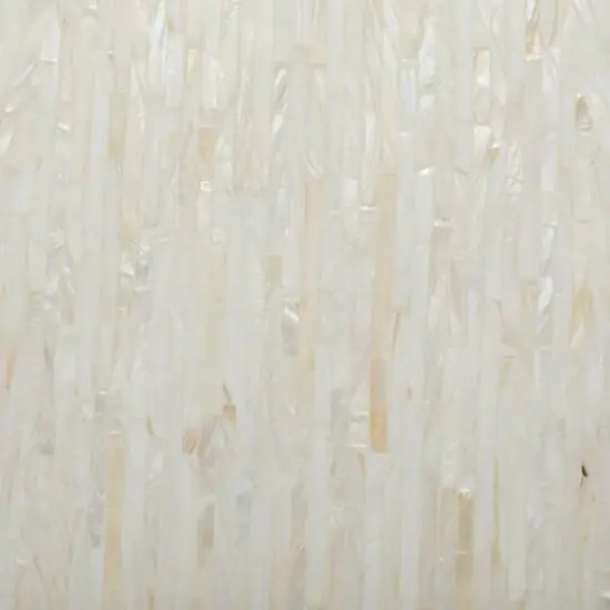 19" Beige Mussel Shells & Wood Contemporary Accent Table {6}