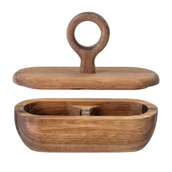 Hello Honey&reg; 5" Acacia Wood Divided Container with Lid {7}