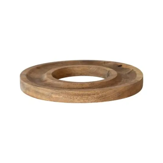 Hello Honey® 14" Natural Round Ring Mango Wood Serving Tray {1}